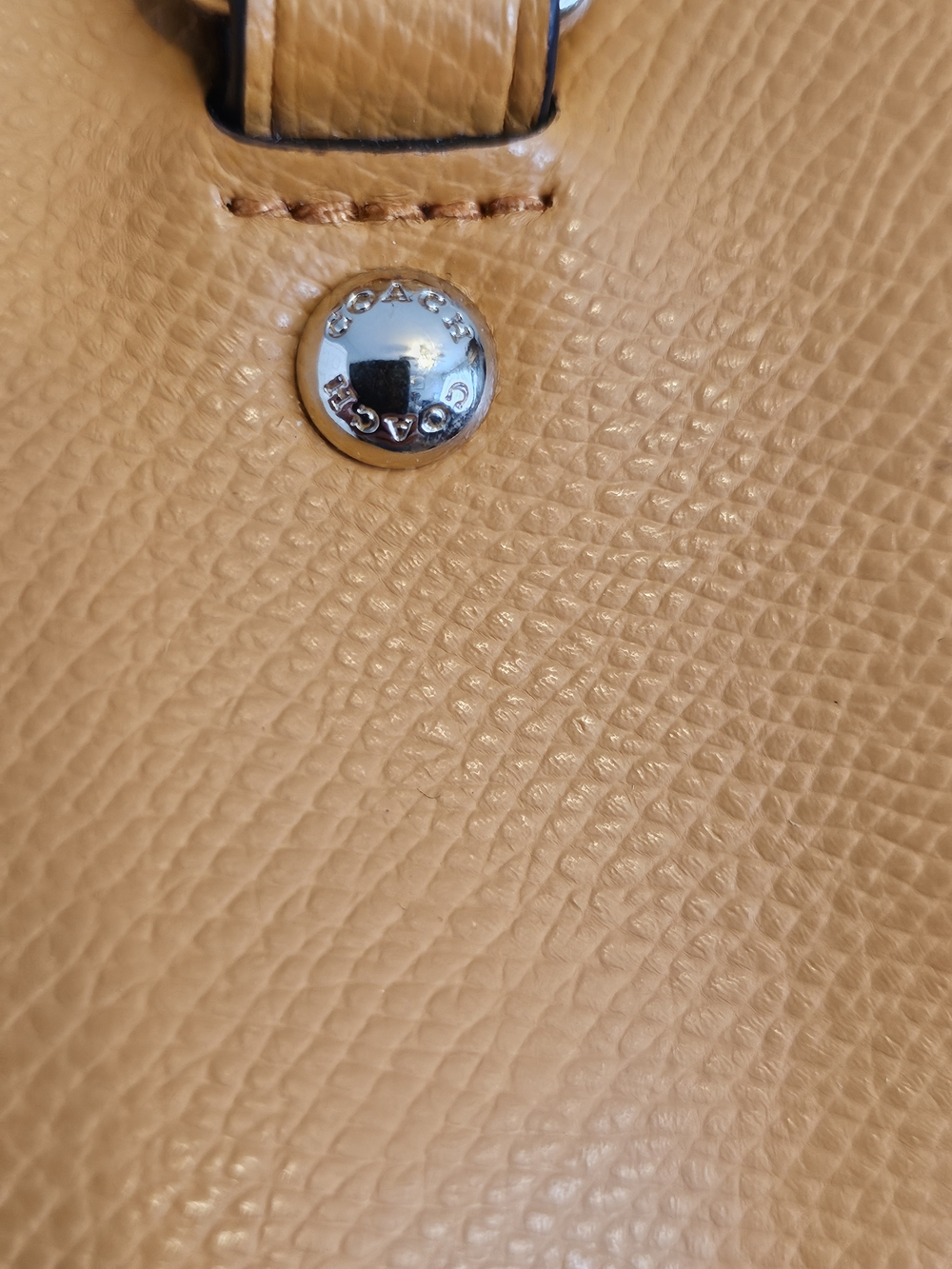 Coach Pebbled Leather Satchel Tote in Tangerine. Crossbody Strap. - Picture 7 of 16